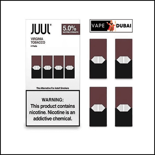 A vape website that showcases juul pod Virginia Tobacco Juul Pod Dubai in UAE (4 pack) and a wide range of vape accessories