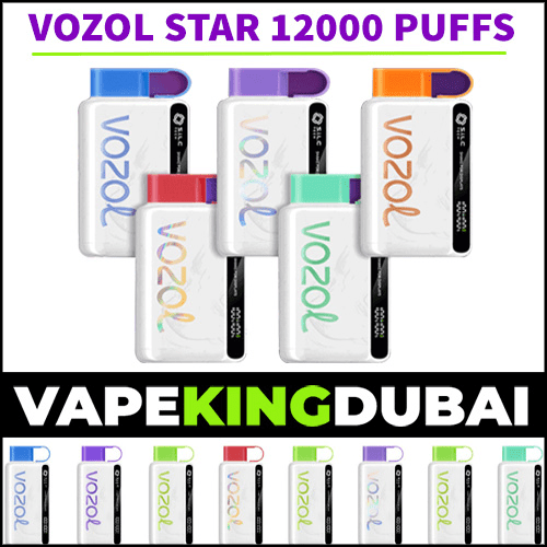 A Collection Of Vozol Star 12000 Puffs Disposable Vape Devices In Various Colors, Displayed Against A White Background.